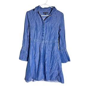 Banana Republic Denim Shirt Dress 4P Petite Long Sleeve Button Front